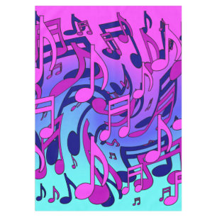 Beautiful Music Colorful Swirling Notes Pink Aqua Tablecloth