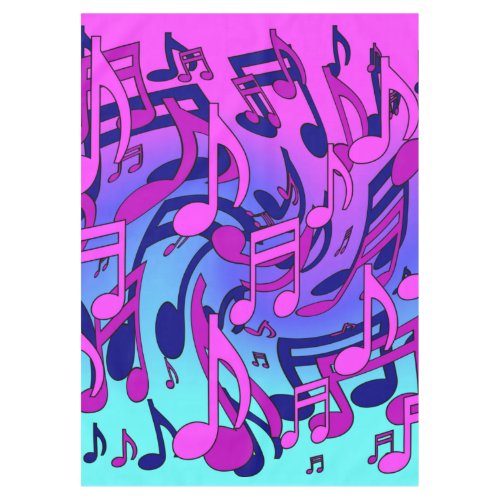 Beautiful Music Colorful Swirling Notes Pink Aqua  Tablecloth