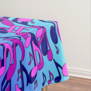 Beautiful Music Colorful Swirling Notes Pink Aqua Tablecloth