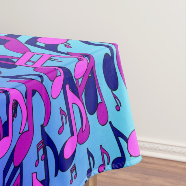 Beautiful Music Colorful Swirling Notes Pink Aqua  Tablecloth (In Situ)
