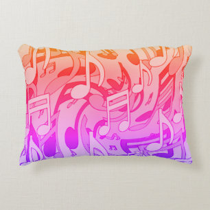 Beautiful Music Happy Colors Lively Musical Notes Accent Pillow