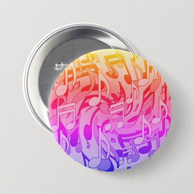 Beautiful Music Happy Colors Lively Musical Notes Button (Front & Back)