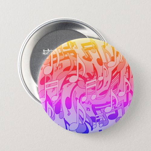 Beautiful Music Happy Colors Lively Musical Notes Button