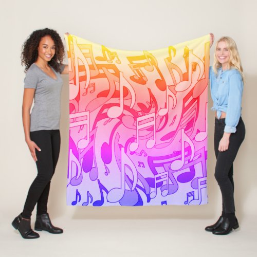 Beautiful Music Happy Colors Lively Musical Notes Fleece Blanket