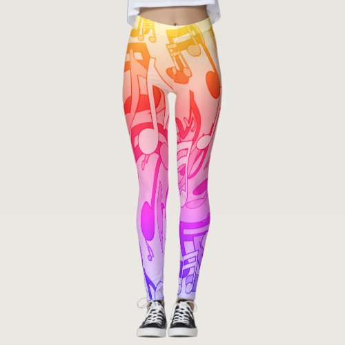 Beautiful Music Happy Colors Lively Musical Notes Leggings