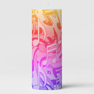 Beautiful Music Happy Colors Lively Musical Notes Pillar Candle