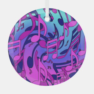 Beautiful Music Lively Colorful Upbeat Design Glass Ornament