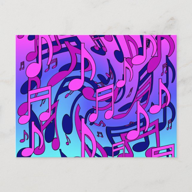 Beautiful Music Lively Notes Pink Purple Blue Aqua (Front)