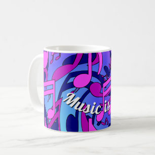 Beautiful Music Lively Notes Pink Purple Blue Aqua Coffee Mug
