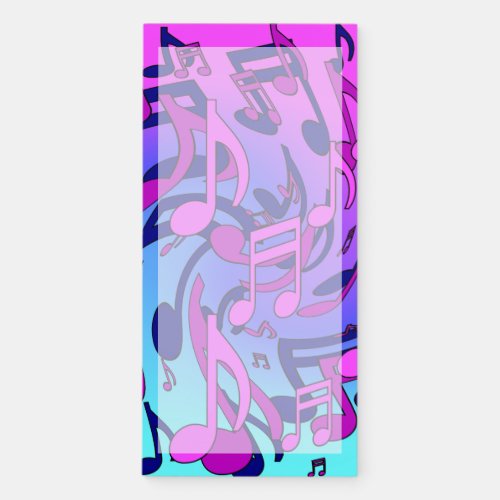 Beautiful Music Lively Notes Pink Purple Blue Aqua Magnetic Notepad