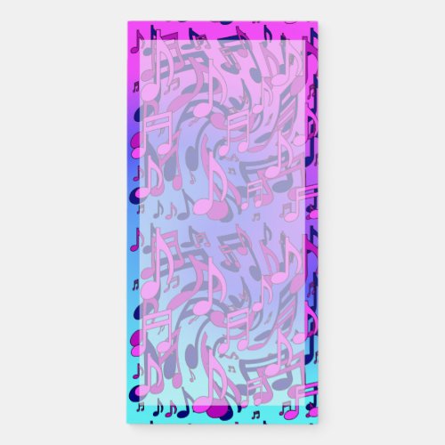 Beautiful Music Lively Notes Pink Purple Blue Aqua Magnetic Notepad