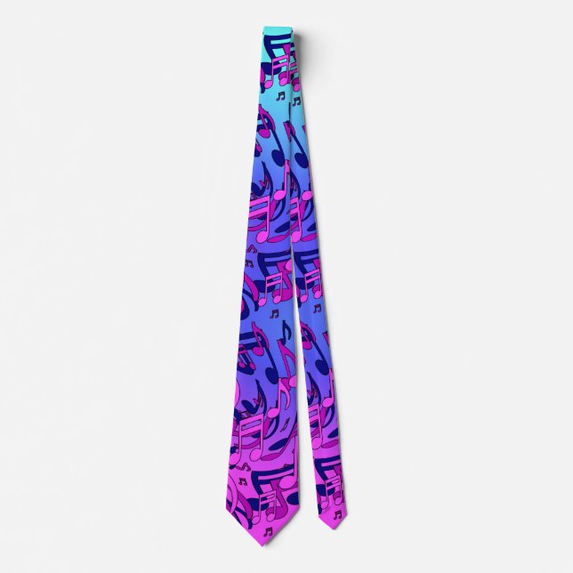 Beautiful Music Lively Notes Pink Purple Blue Aqua Neck Tie (Front)