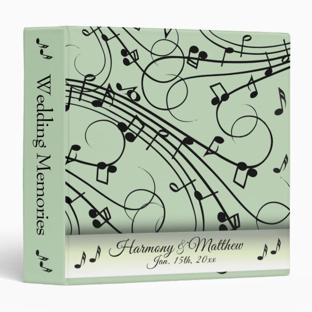 Beautiful Music Memory Book Green Wedding 3 Ring Binder (Front/Spine)