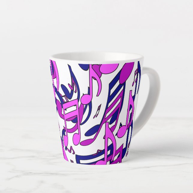Beautiful Music Musical Notes Lively Upbeat Artsy Latte Mug (Right Angle)