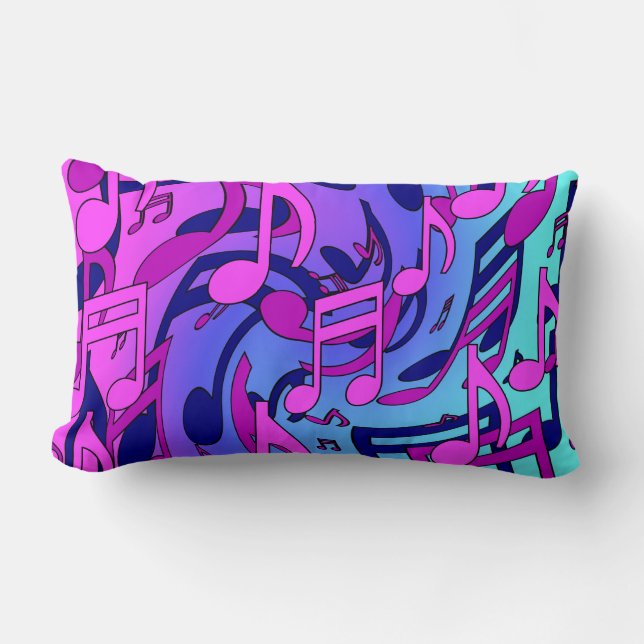Beautiful Music Musical Notes Lively Upbeat Artsy Lumbar Pillow (Front)