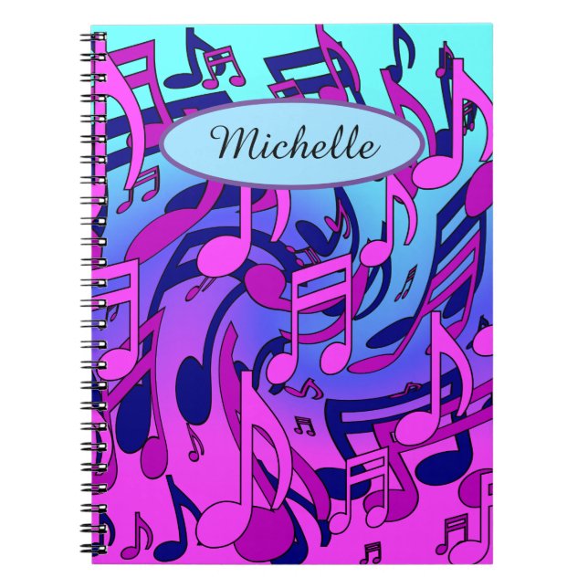 Beautiful Music Musical Notes Lively Upbeat Artsy Notebook (Front)