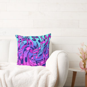 Beautiful Music Musical Notes Lively Upbeat Swirl Throw Pillow