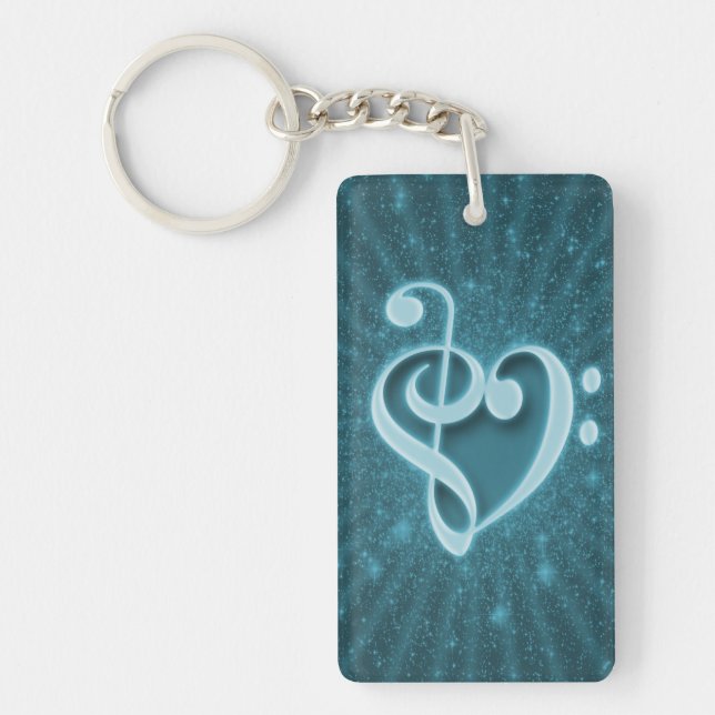 Beautiful music notes put together as a heart keychain (Front)