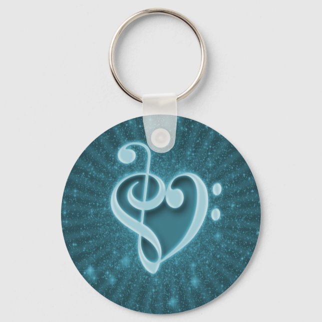 Beautiful music notes put together as a heart keychain (Front)