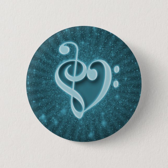 Beautiful music notes put together as a heart pinback button (Front)