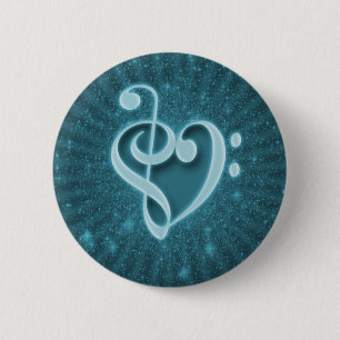 Beautiful music notes put together as a heart pinback button