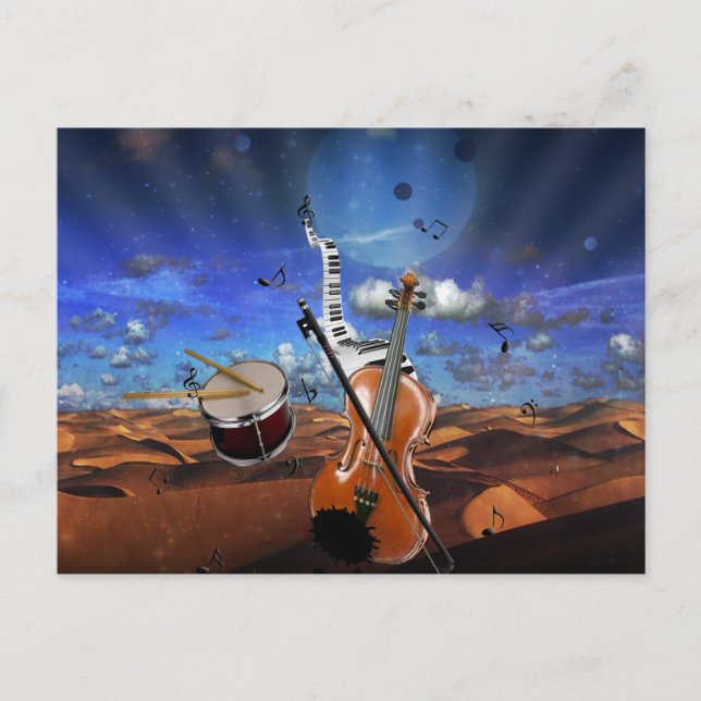 Beautiful music notes violin splatter piano drums (Front)