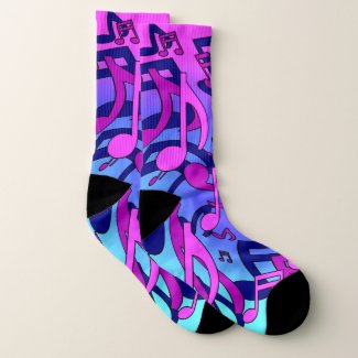 Beautiful Music Pink Blue Purple Lively Pattern Socks