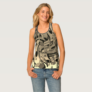 Beautiful Music Sepia Lively Musical Notes Tank Top
