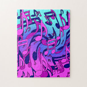 Beautiful Music Swirly Musical Notes Colorful Art Jigsaw Puzzle