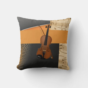 Beautiful musical abstract violin design throw pillow