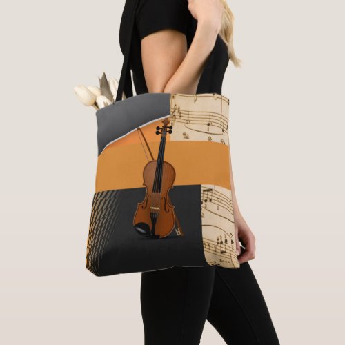Beautiful musical abstract violin design tote bag