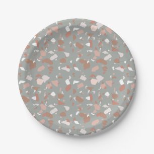 Beautiful muted desert tones terrazzo pattern paper plates