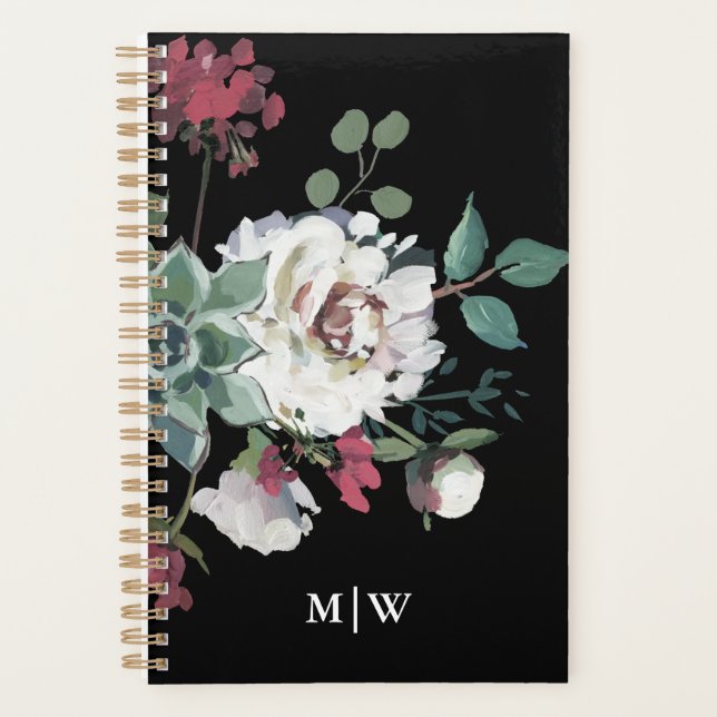 Beautiful Muted Floral Bouquet with Monogram Planner (Front)