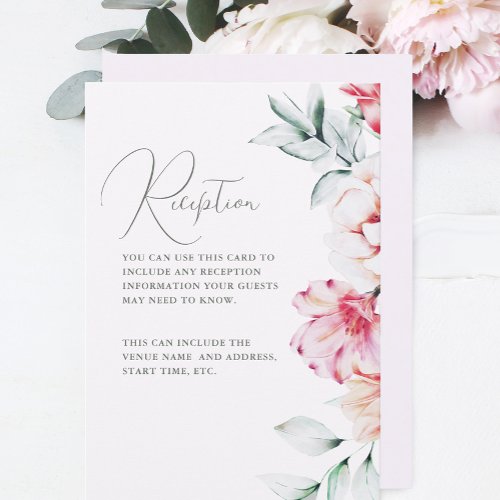 Beautiful Muted Lavender Floral Reception Details Enclosure Card