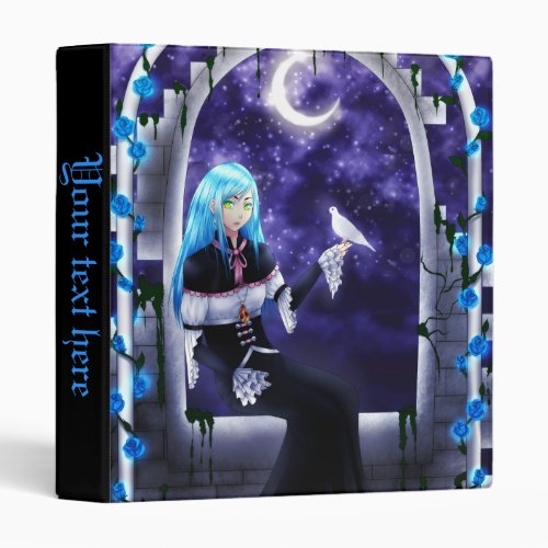 Beautiful Mysterious Anime Girl with a dove 1 Binder