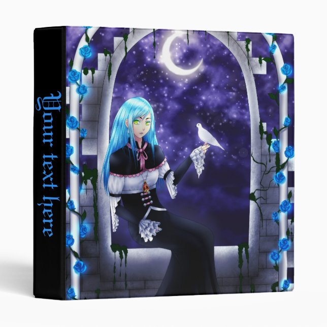 Beautiful Mysterious Anime Girl with a dove 1" Binder (Front/Spine)