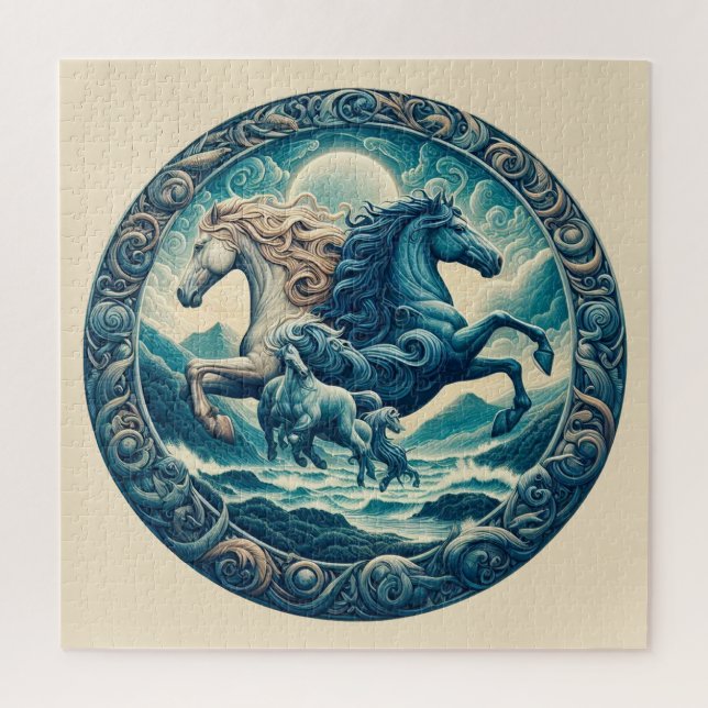 "Beautiful Mystical Horses" 44  Jigsaw Puzzle (Vertical)