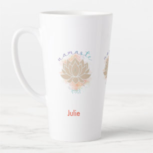 Beautiful namaste word and Lotus Design Latte Mug