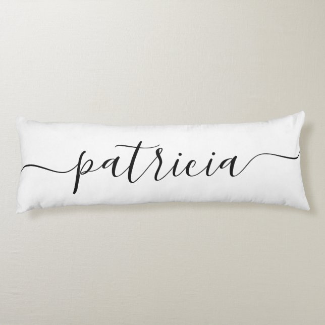 Beautiful NAME White Black Script Reversible Body Pillow (Back)