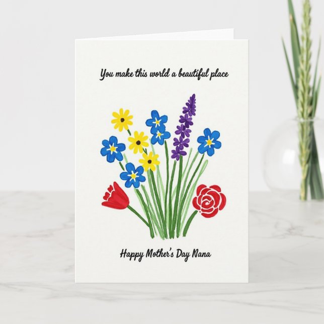 Beautiful Nana Flowers Day Card (Front)