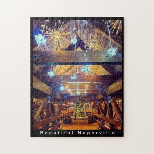 Beautiful Naperville _ Holiday Lights on Bridge Jigsaw Puzzle