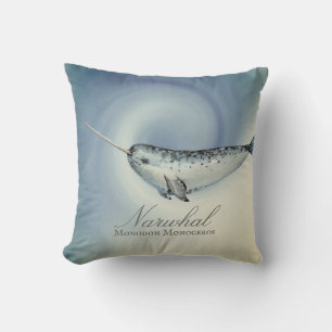 Beautiful Narwhal Whale, Monodon Monoceros Throw Pillow