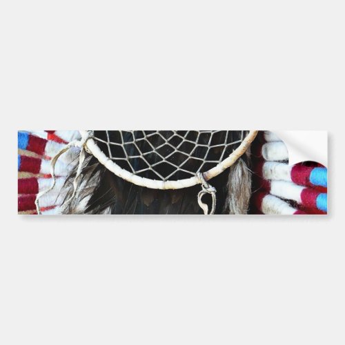 Beautiful Native American Dream Catcher Red Blue Bumper Sticker