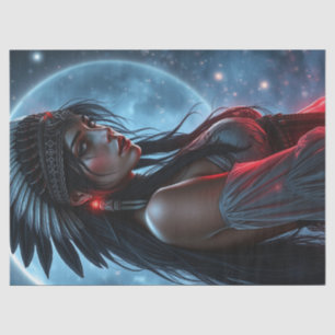 Beautiful Native American Woman Celestial Stars Tissue Paper
