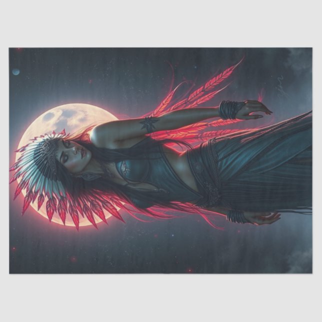 Beautiful Native American Woman Decoupage Tissue Paper (Front)