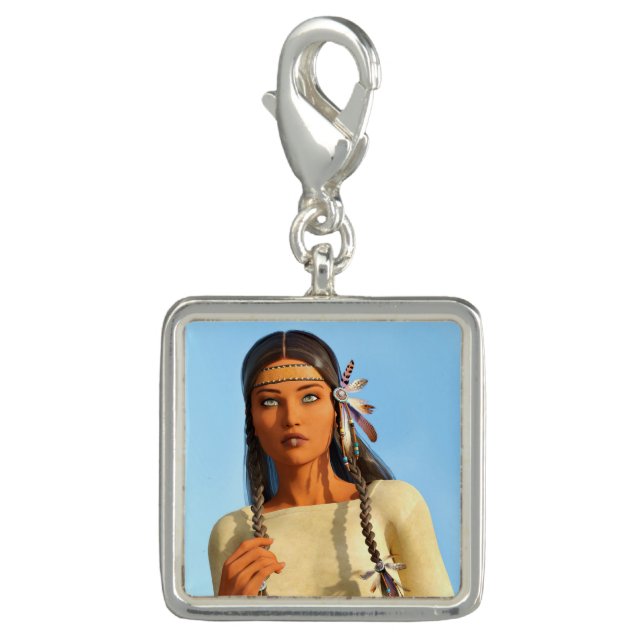Beautiful Native American Woman Indigenous Outfit Charm (Front)