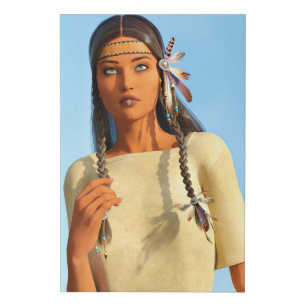 Beautiful Native American Woman Indigenous Outfit Faux Canvas Print