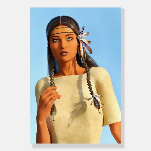 Beautiful Native American Woman Indigenous Outfit Foam Board (Front)