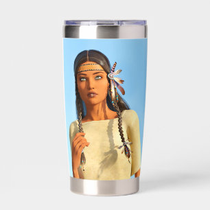 Beautiful Native American Woman Indigenous Outfit Insulated Tumbler
