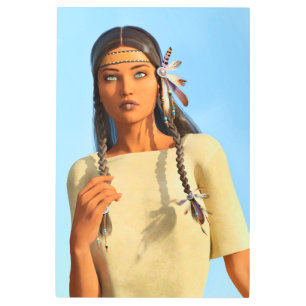 Beautiful Native American Woman Indigenous Outfit Metal Print